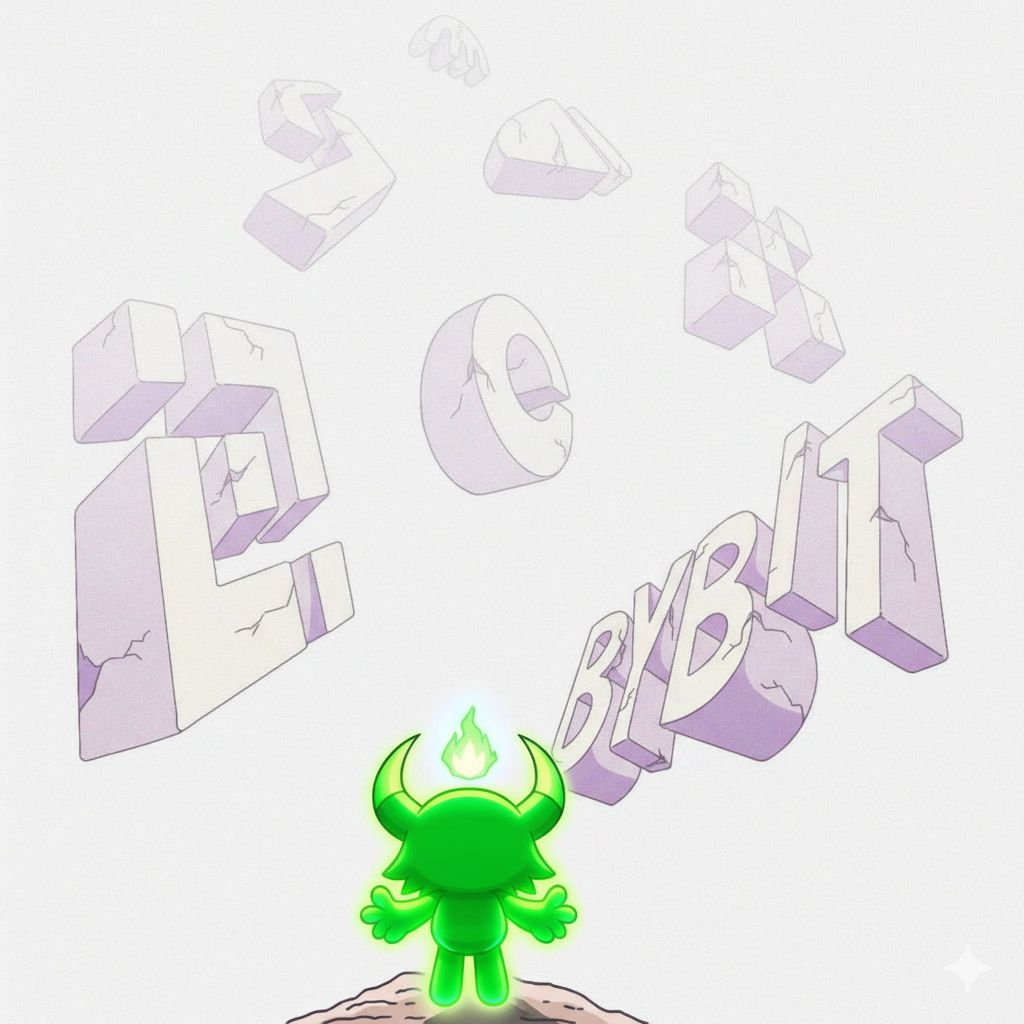 A glowing green glo character